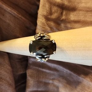 Sterling silver and 18k gold smoky quart ring by Ann King